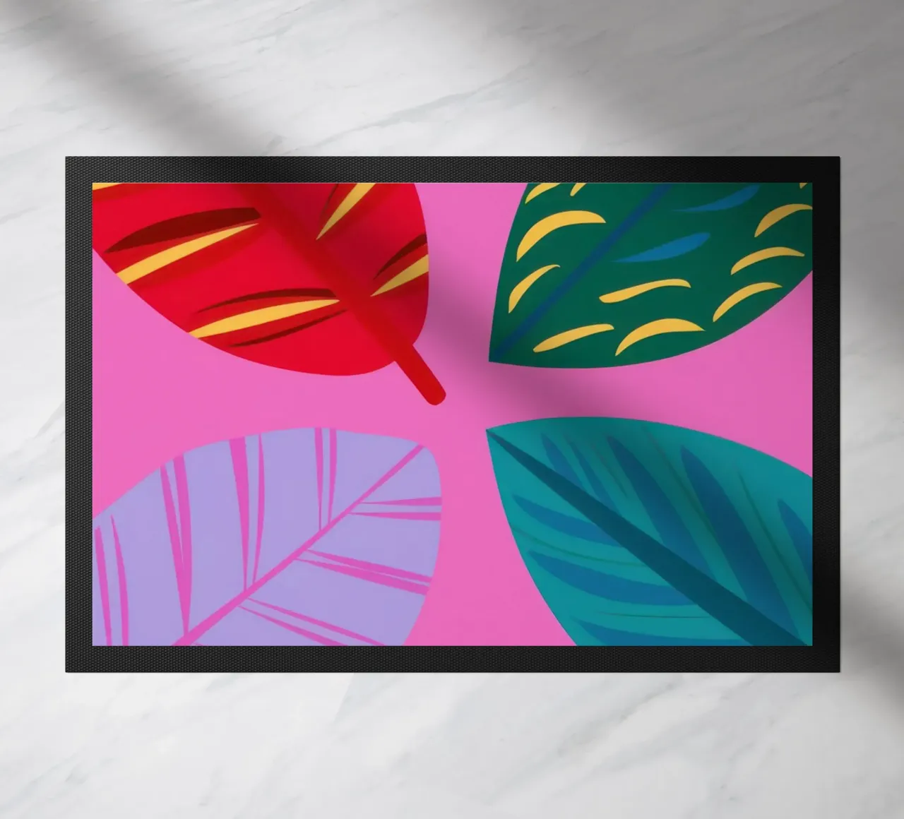 Pink Leaf Pattern doormat by Lune Dreams