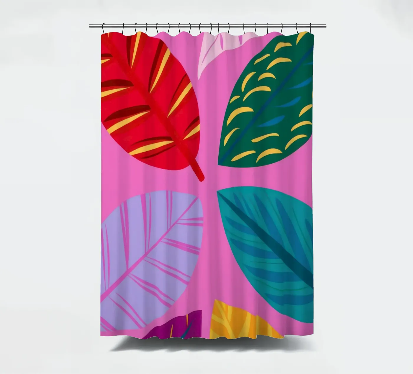 Roze bladpatroon douchegordijn van Lune Dreams