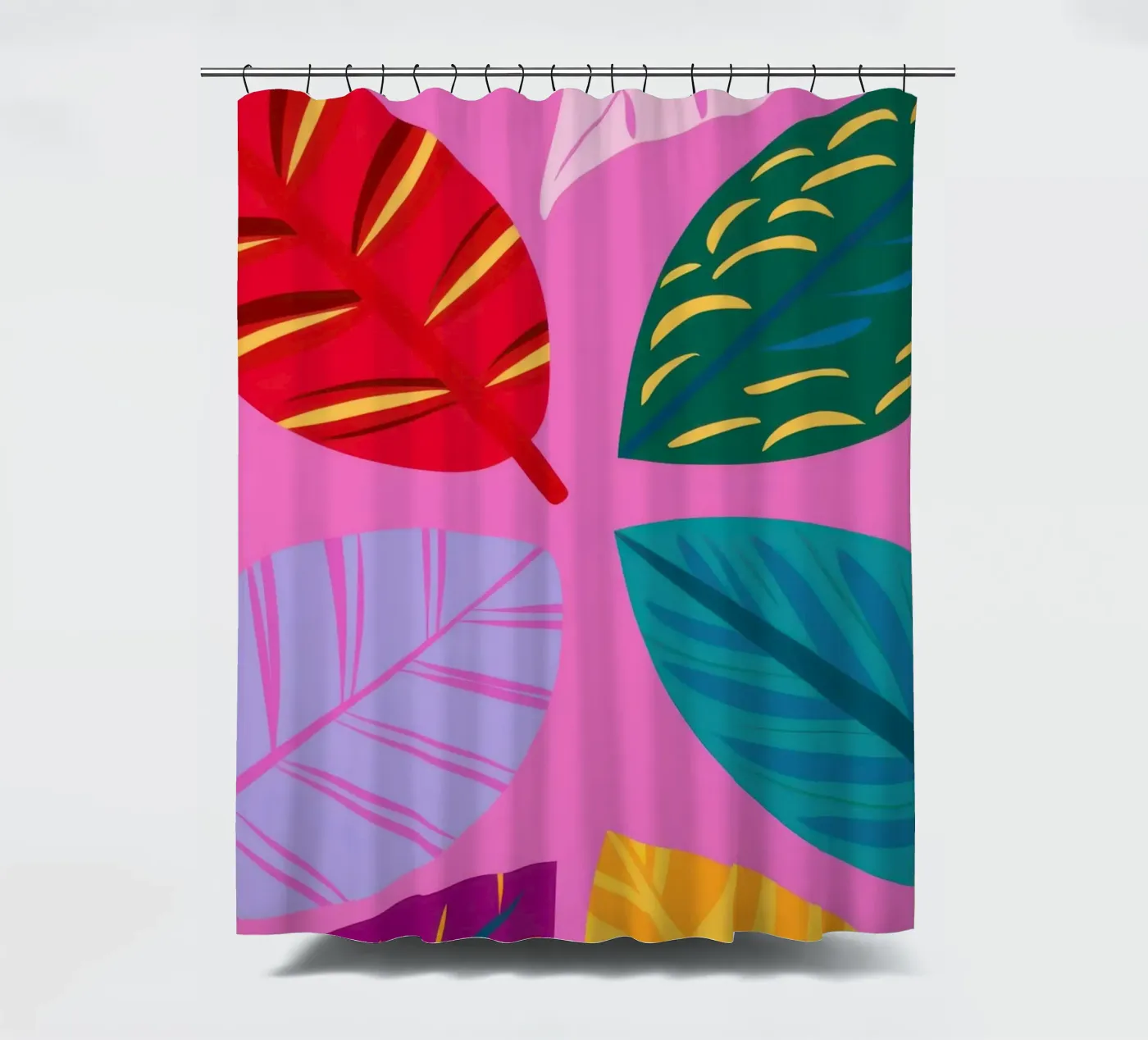 Roze bladpatroon douchegordijn van Lune Dreams