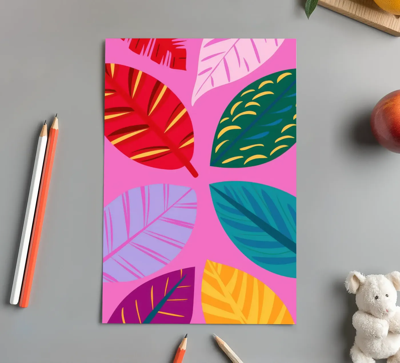 Pink Leaf Pattern Stickerbogen von Lune Dreams