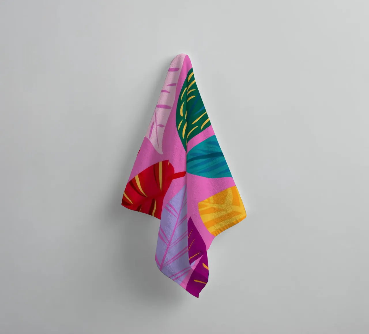 Pink Leaf Pattern towel by Lune Dreams