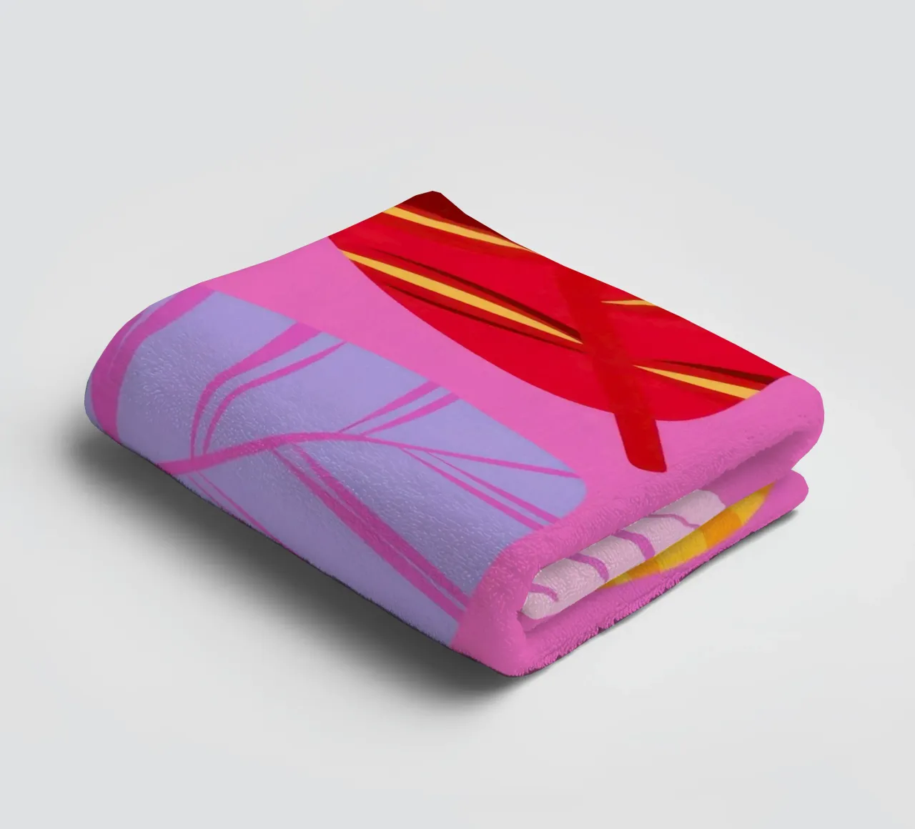 Pink Leaf Pattern towel by Lune Dreams