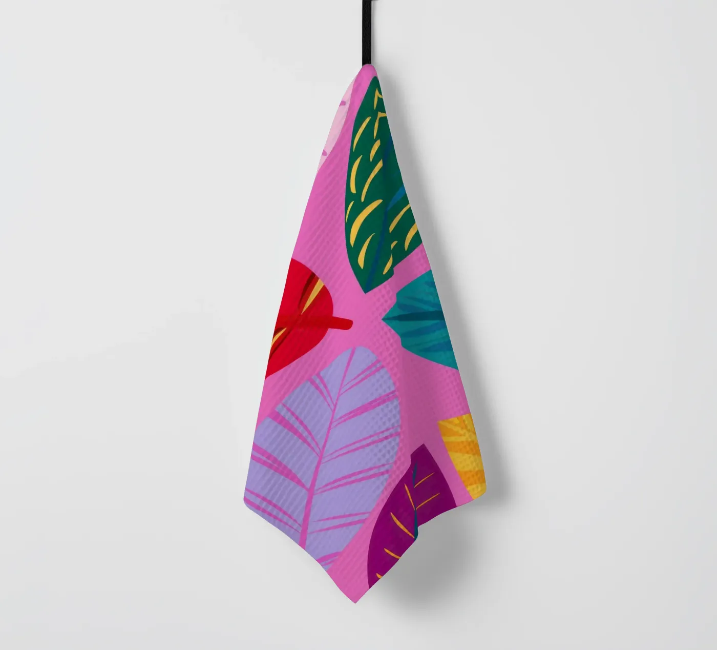 Pink Leaf Pattern tea towel by Lune Dreams
