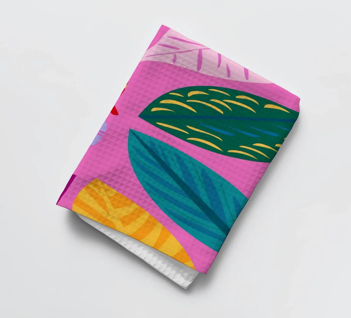 Pink Leaf Pattern tea towel by Lune Dreams