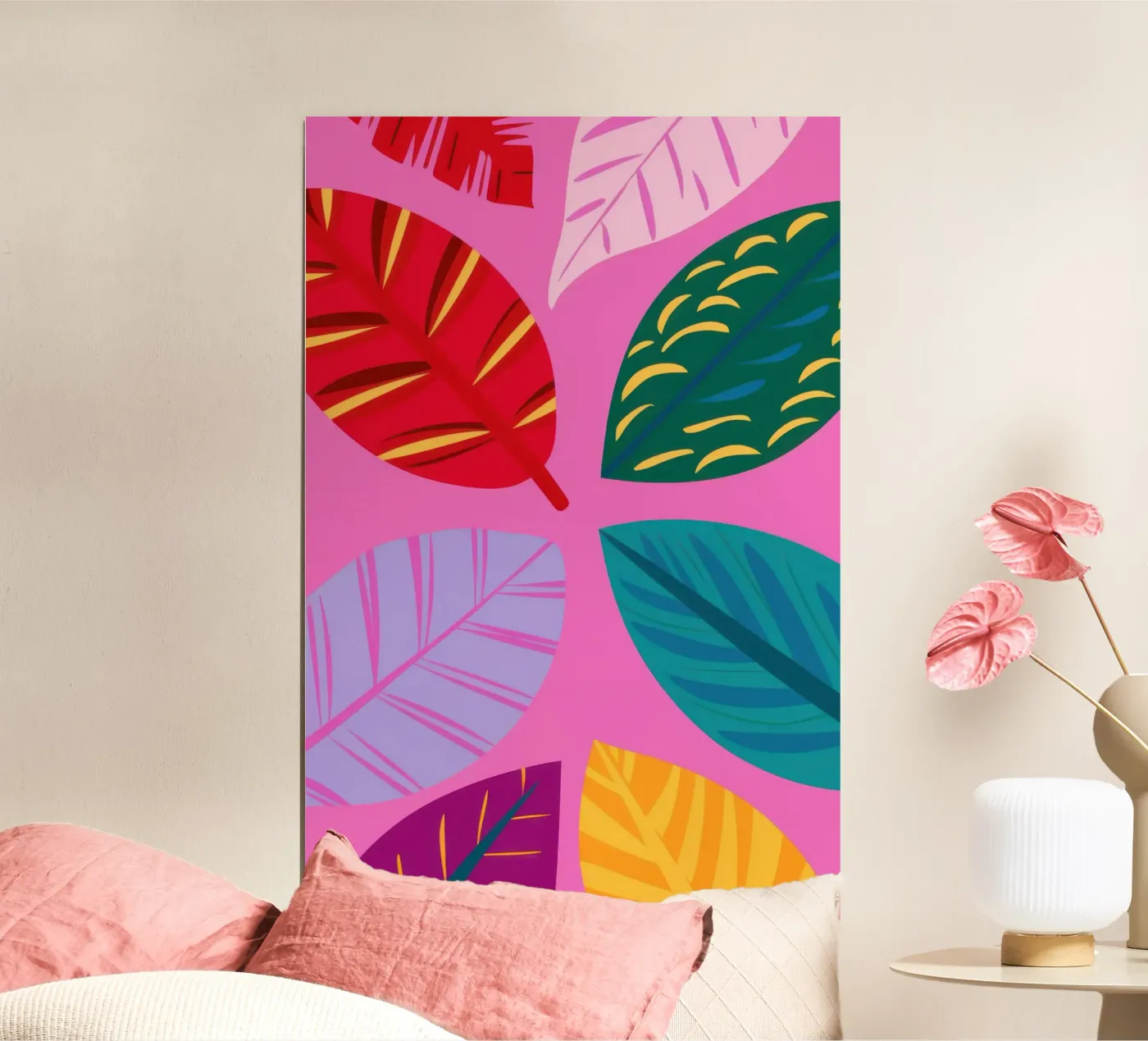 Pink Leaf Pattern poster by Lune Dreams