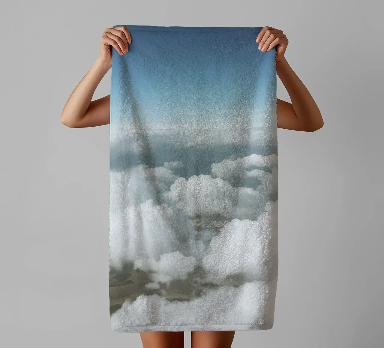 Fluffy Clouds towel by Cassia Beck Photography