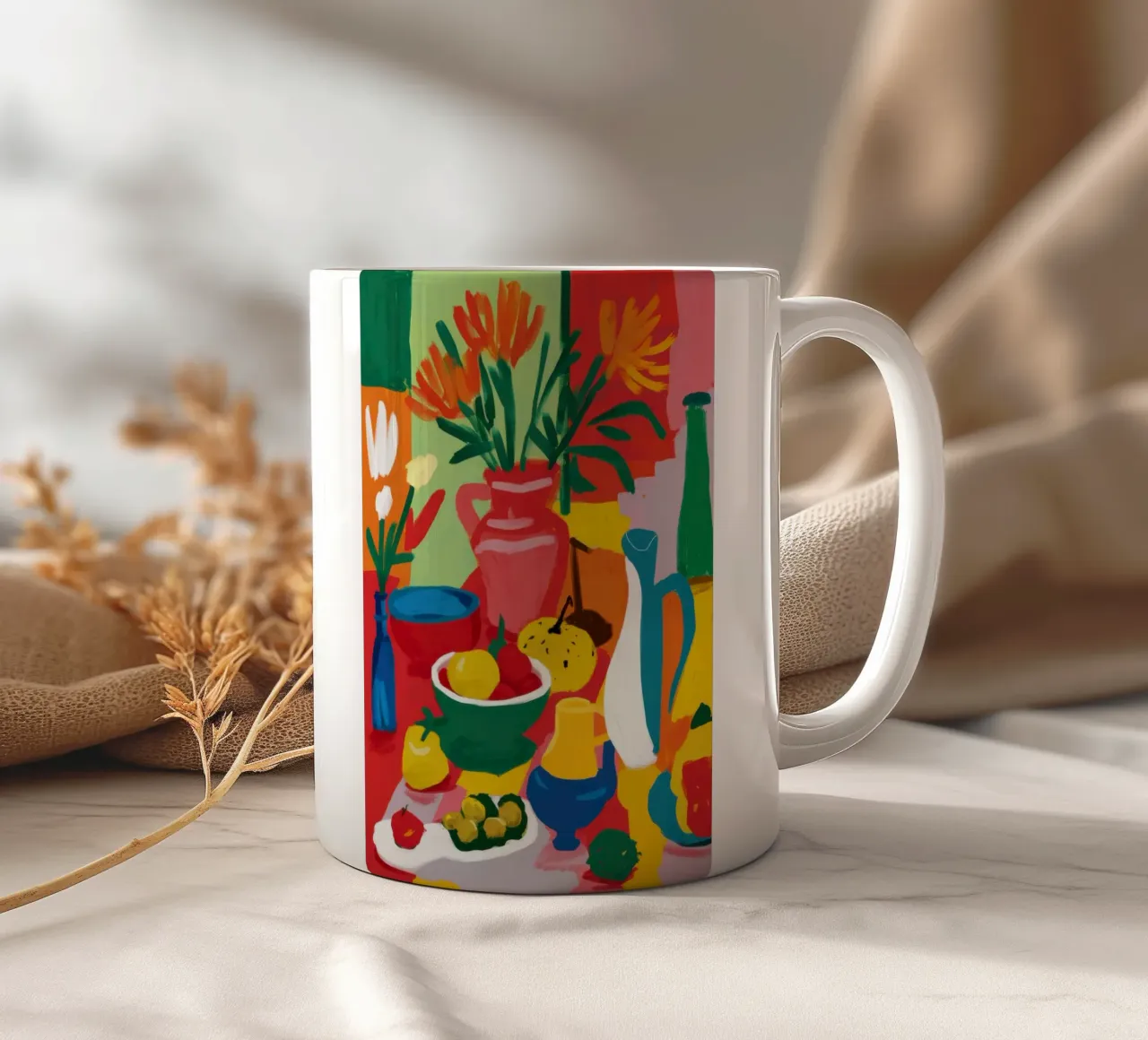 Abstract Fruit Table ceramic mug by Lune Dreams