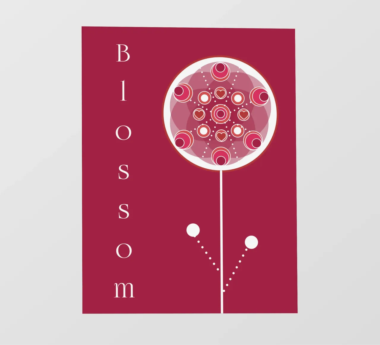 Blossom - gafisches Blumenmotiv weiß auf rotem Grund pellicola backlit da Lilou Art
