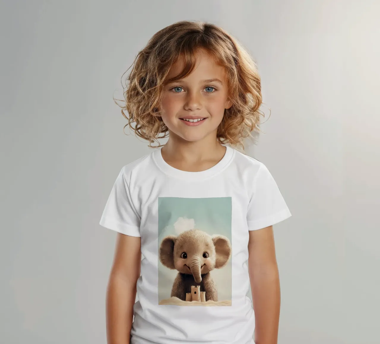 Hero #46: Elephant with sandcastle kids t-shirt by farbenhelden