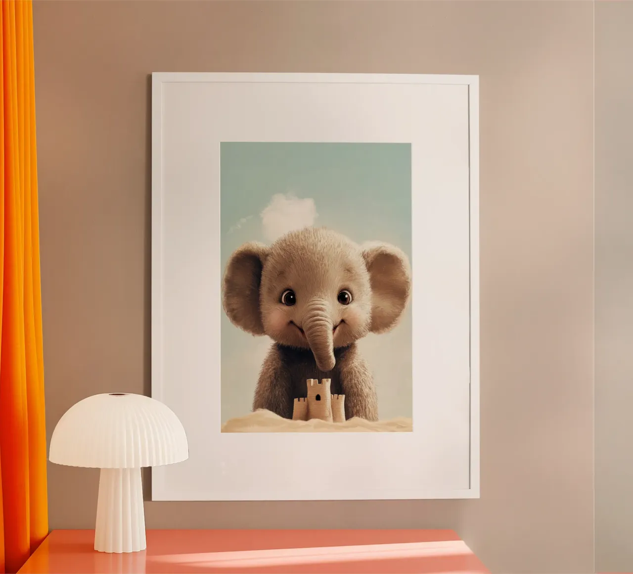 Hero #46: Elephant with sandcastle poster by farbenhelden