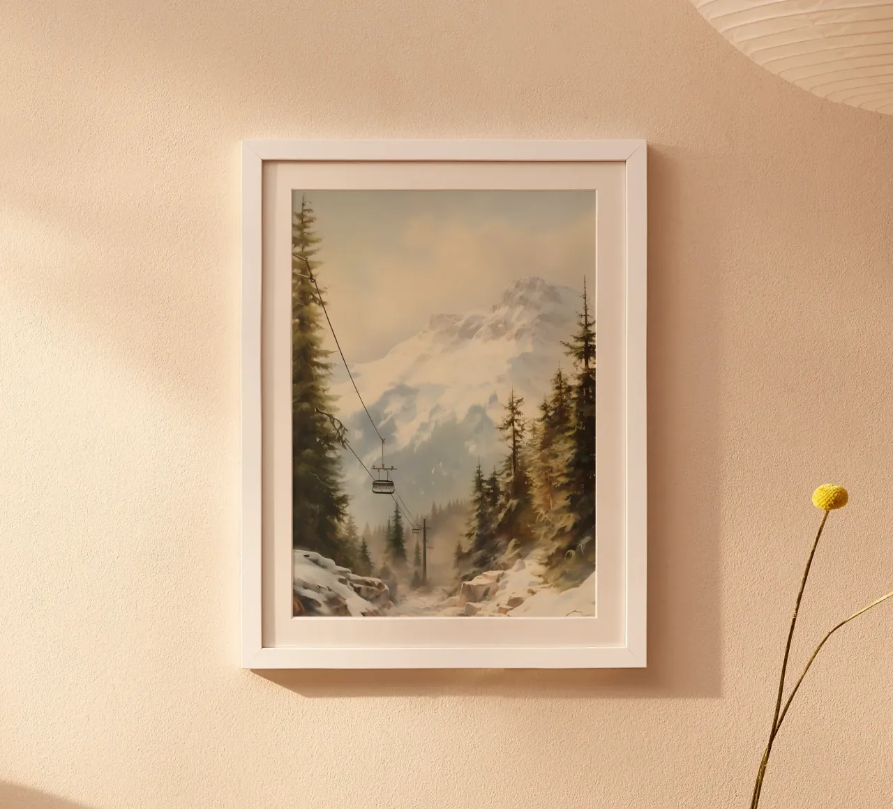 Salita in seggiovia - Sereno paesaggio montano innevato poster da ClubArt