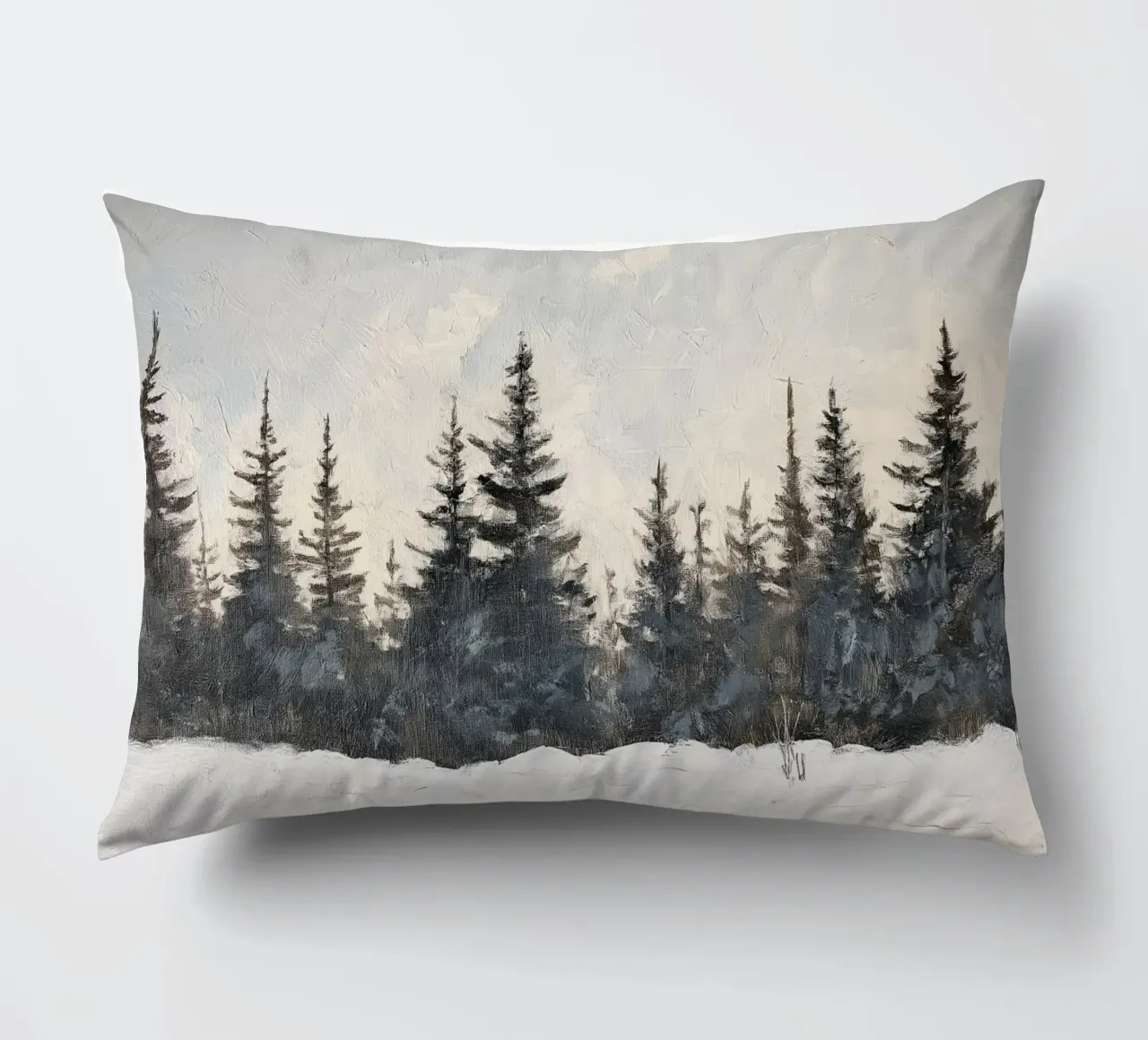 Pineta innevata - Paesaggio invernale minimalista cuscino da ClubArt