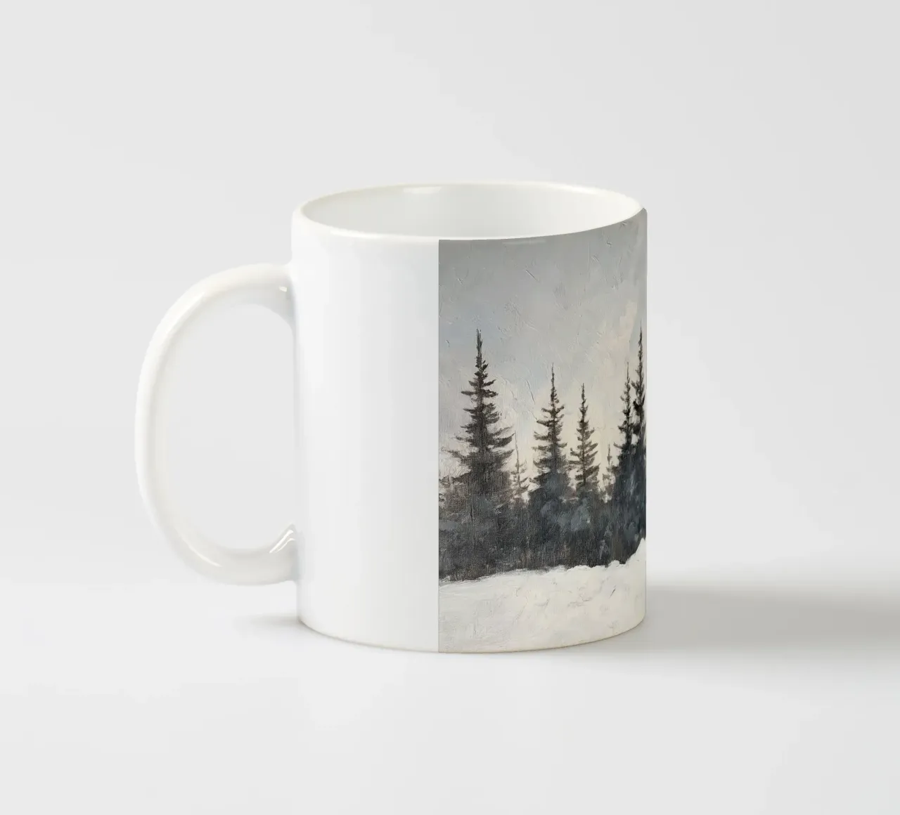 Pineta innevata - Paesaggio invernale minimalista tazza in ceramica da ClubArt