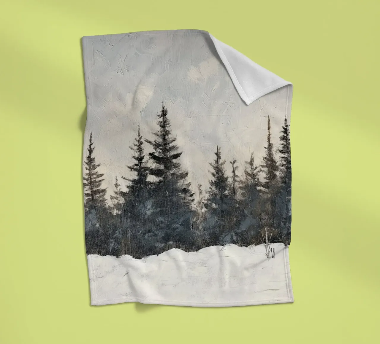 Verschneiter Kiefernwald - Minimalistische Winter-Landschaftskunst Fleecedecke von ClubArt