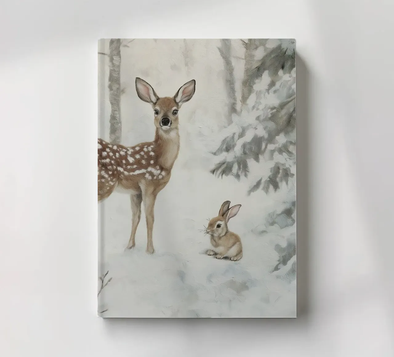 Cerbiatto e coniglio - Arte animale invernale del bosco diario da ClubArt