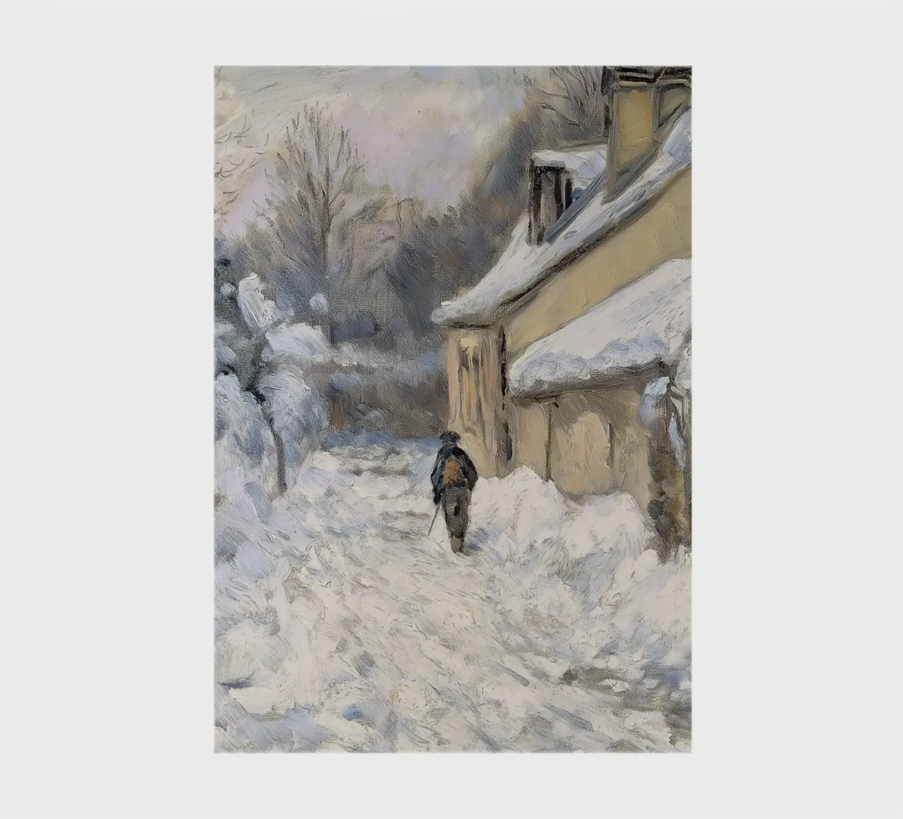 Snowy Village Path - Impressionist Winter Scene notebook by ClubArt