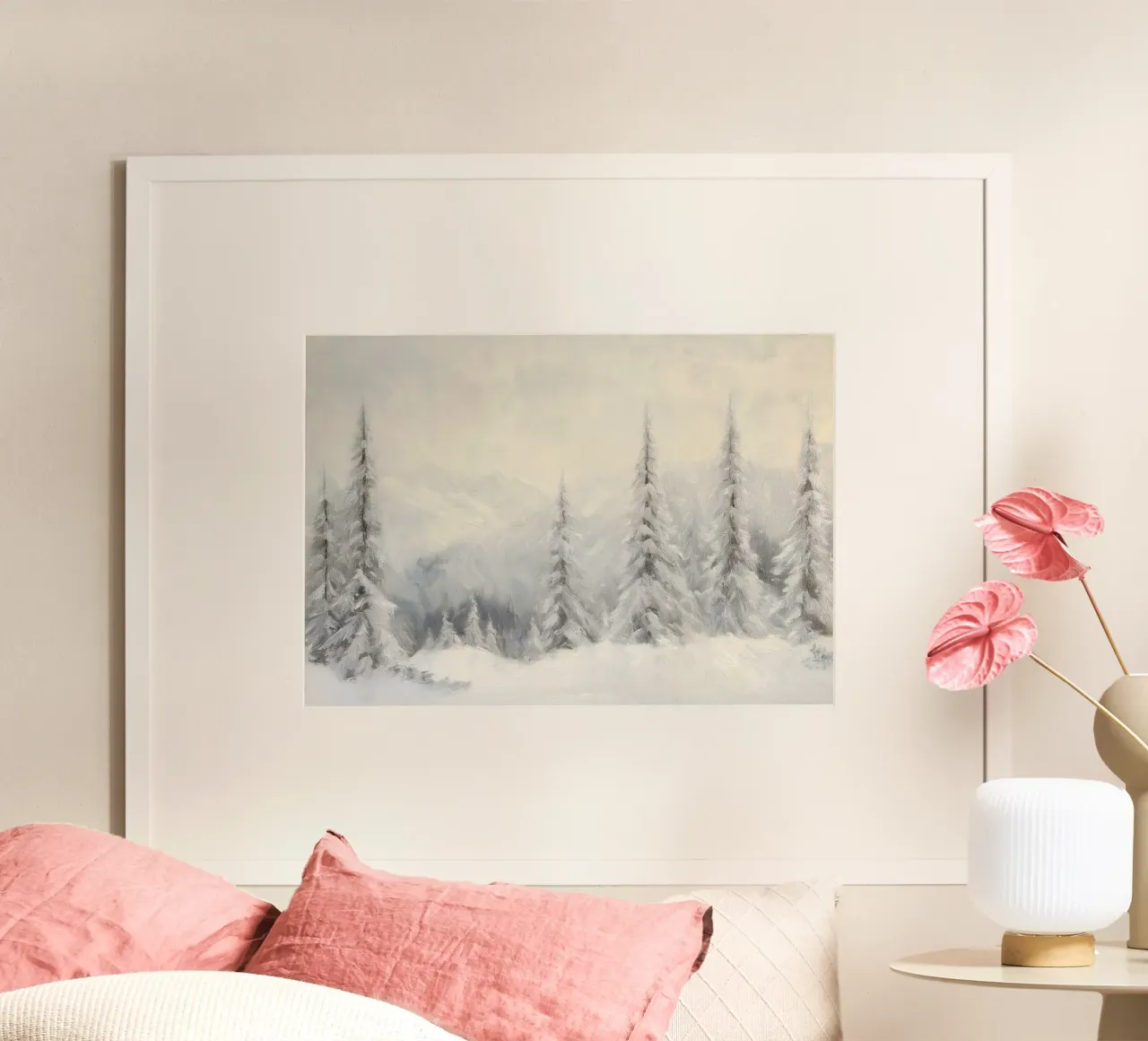 Frosted Pines - Serene Snowy Mountain Forest Art poster by ClubArt