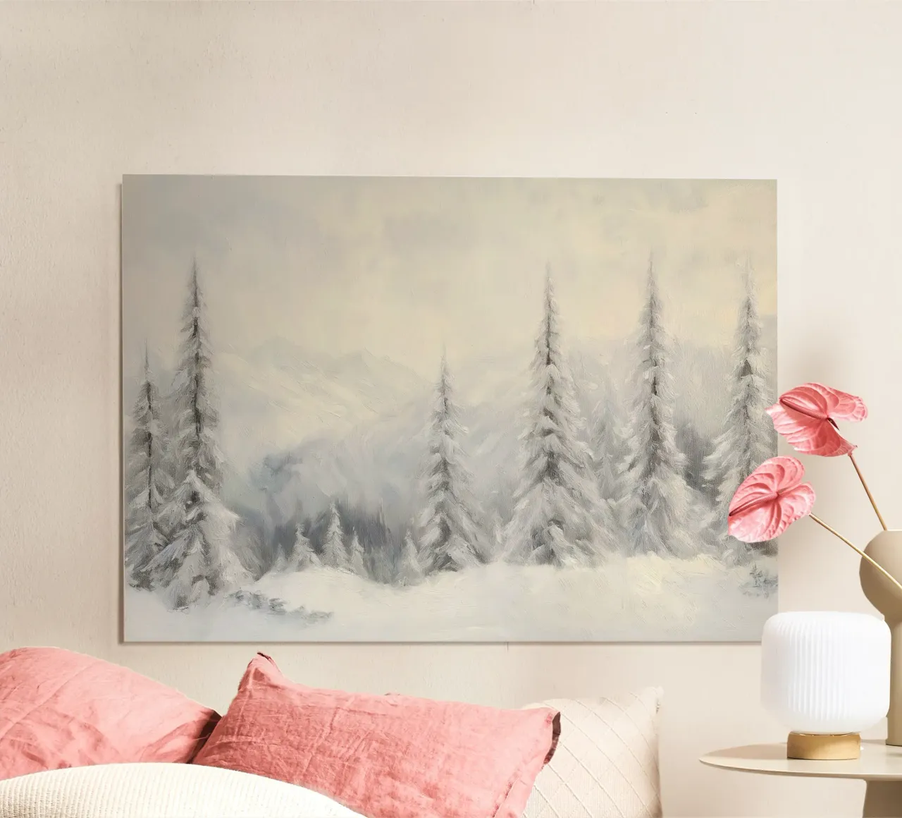 Frosted Pines - Serene Snowy Mountain Forest Art poster by ClubArt