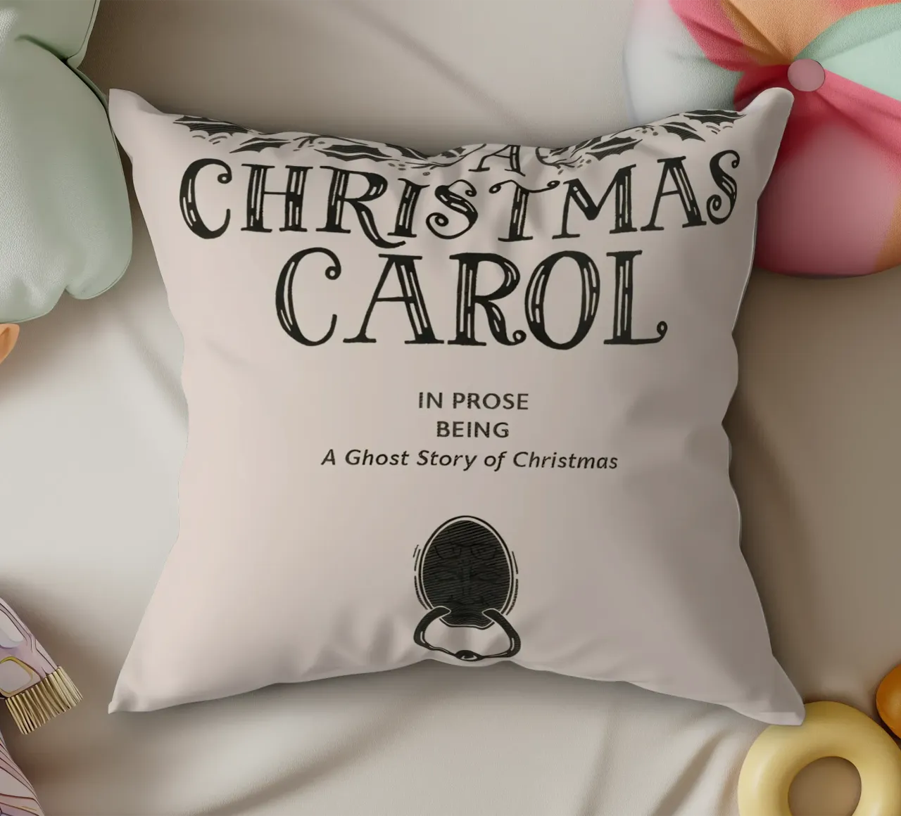 Un canto di Natale - Copertina del libro classico di Dickens cuscino da ClubArt