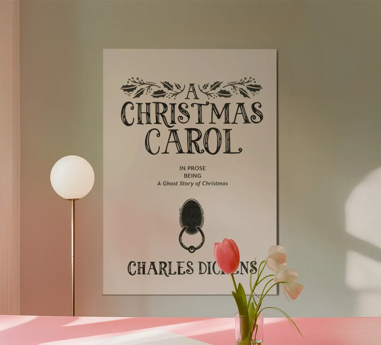 Un canto di Natale - Copertina del libro classico di Dickens poster con telaio in legno da ClubArt