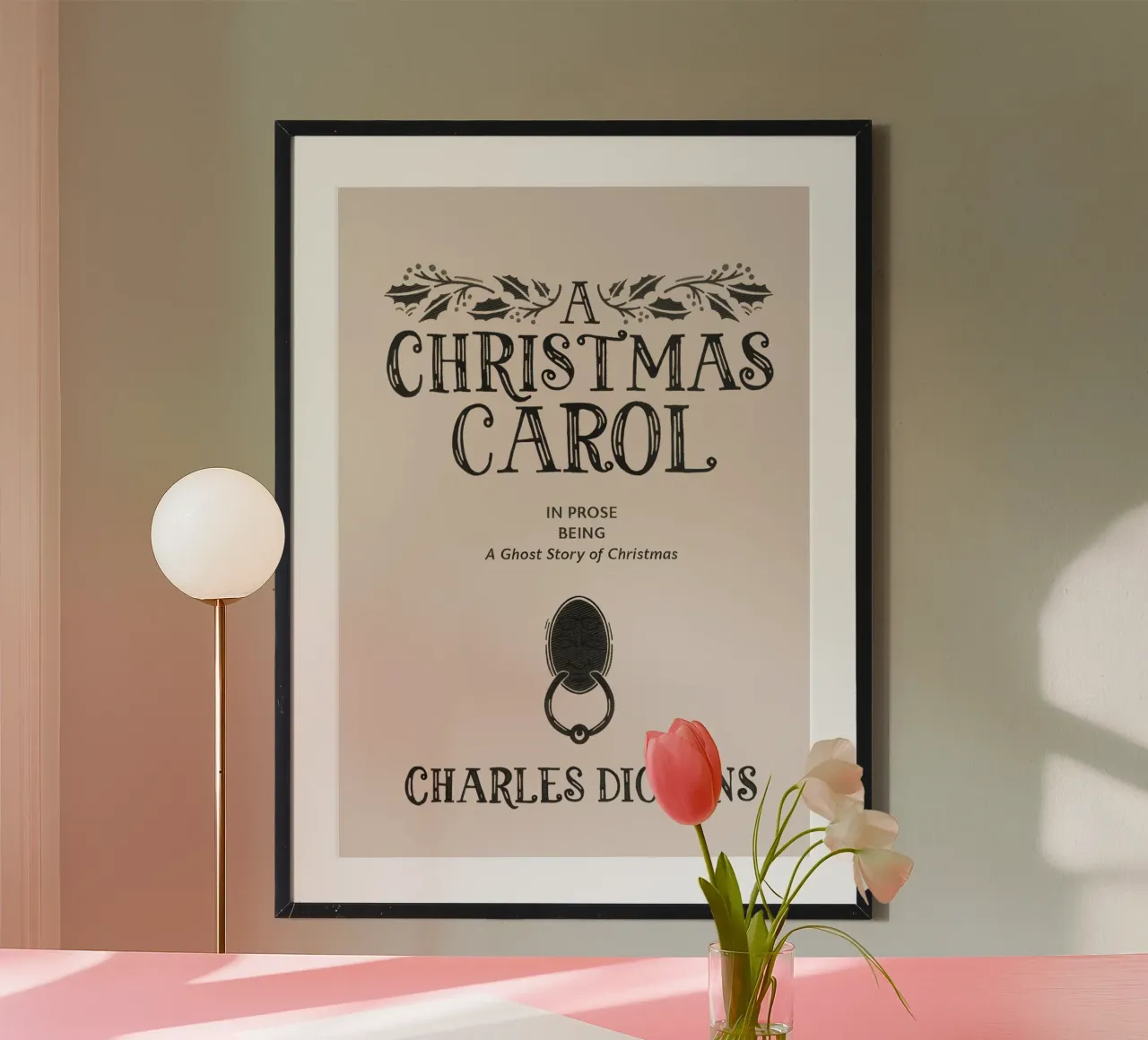 Un canto di Natale - Copertina del libro classico di Dickens poster con telaio in legno da ClubArt