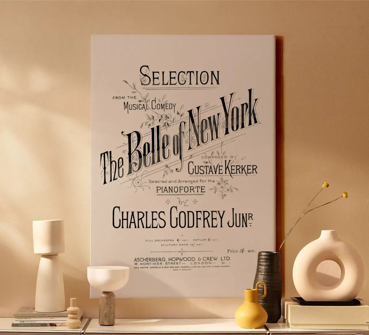 The Belle of New York - Copertina di spartito d'epoca tela con Cornice a cassetta da ClubArt