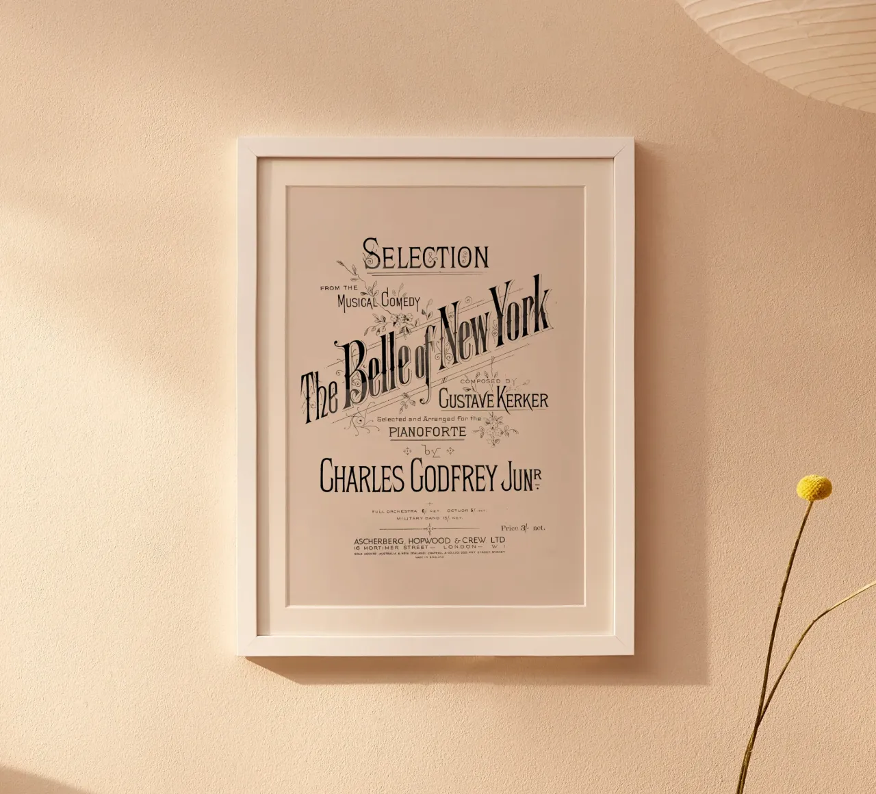 The Belle of New York - Copertina di spartito d'epoca poster con telaio in alluminio da ClubArt