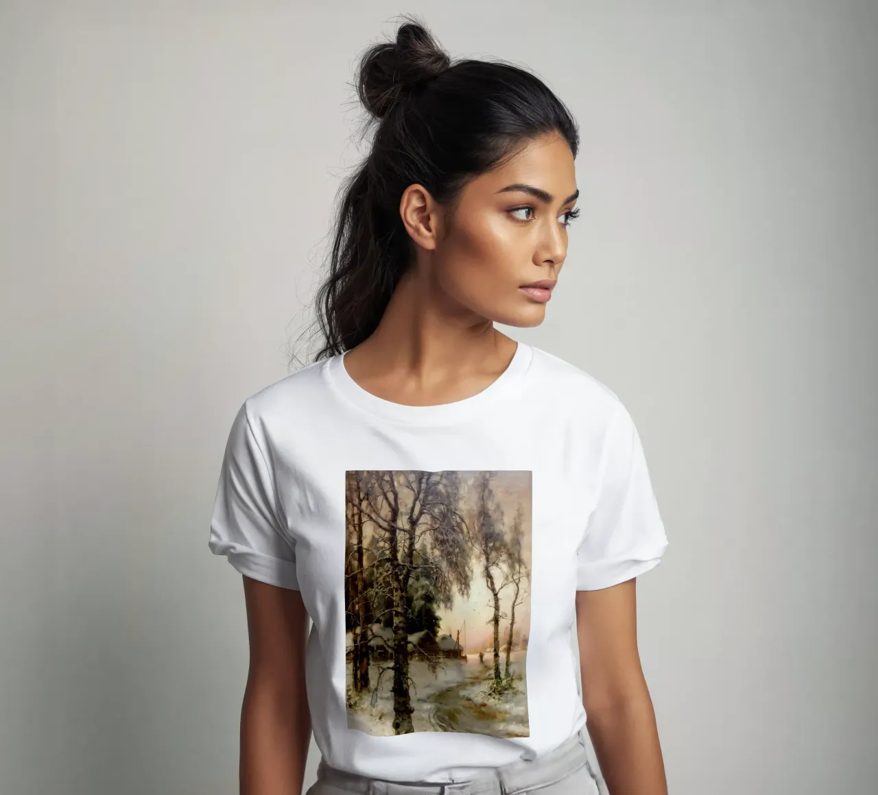 Villaggio invernale russo - Paesaggio rustico sulla neve t-shirt da ClubArt