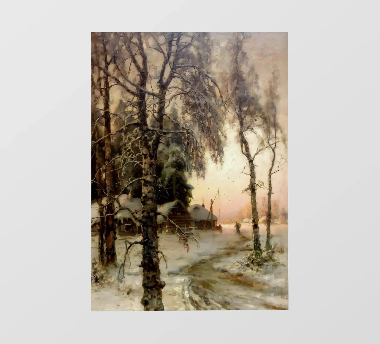 Villaggio invernale russo - Paesaggio rustico sulla neve telo in pvc da ClubArt