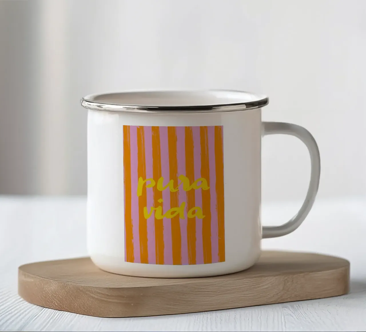 Pura Vida - Amarilla - A Rayas tazza in smalto da pierosvisuals