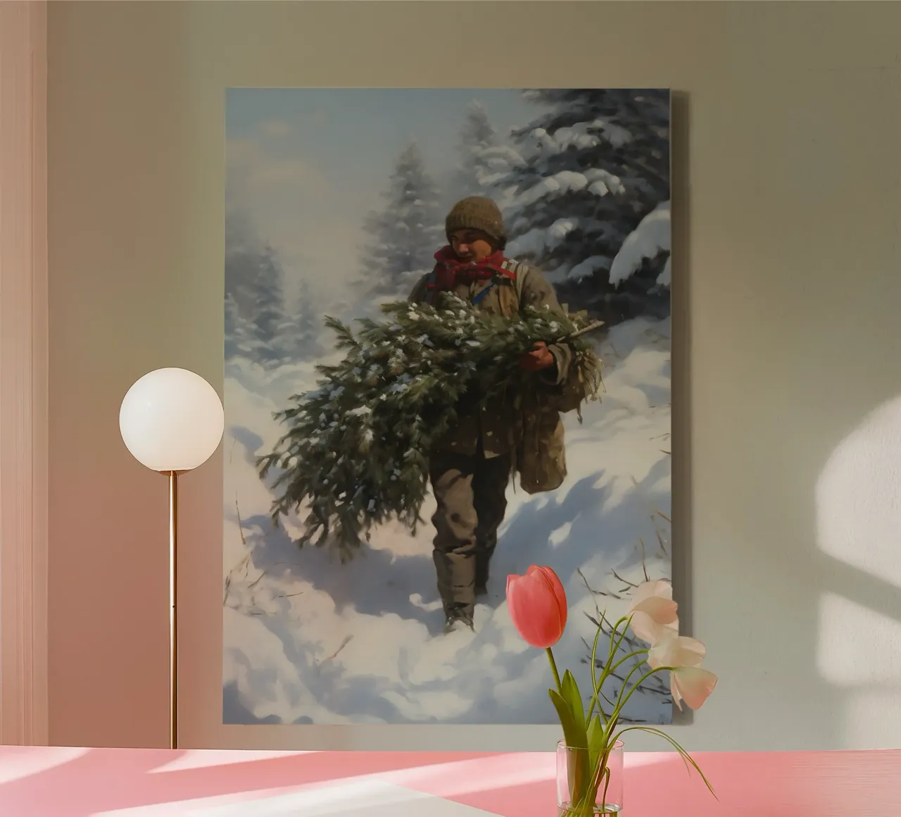 Raccolta di sempreverdi invernali - Foresta innevata Arte per bambini tela con Cornice a cassetta da ClubArt