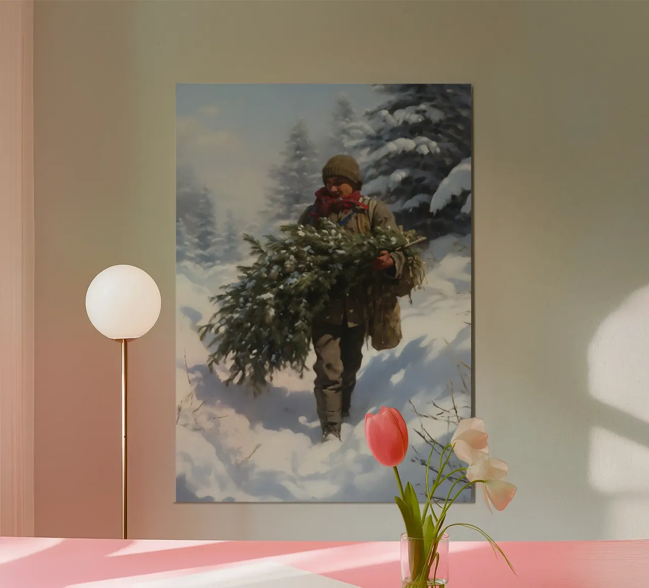 Raccolta di sempreverdi invernali - Foresta innevata Arte per bambini poster da ClubArt
