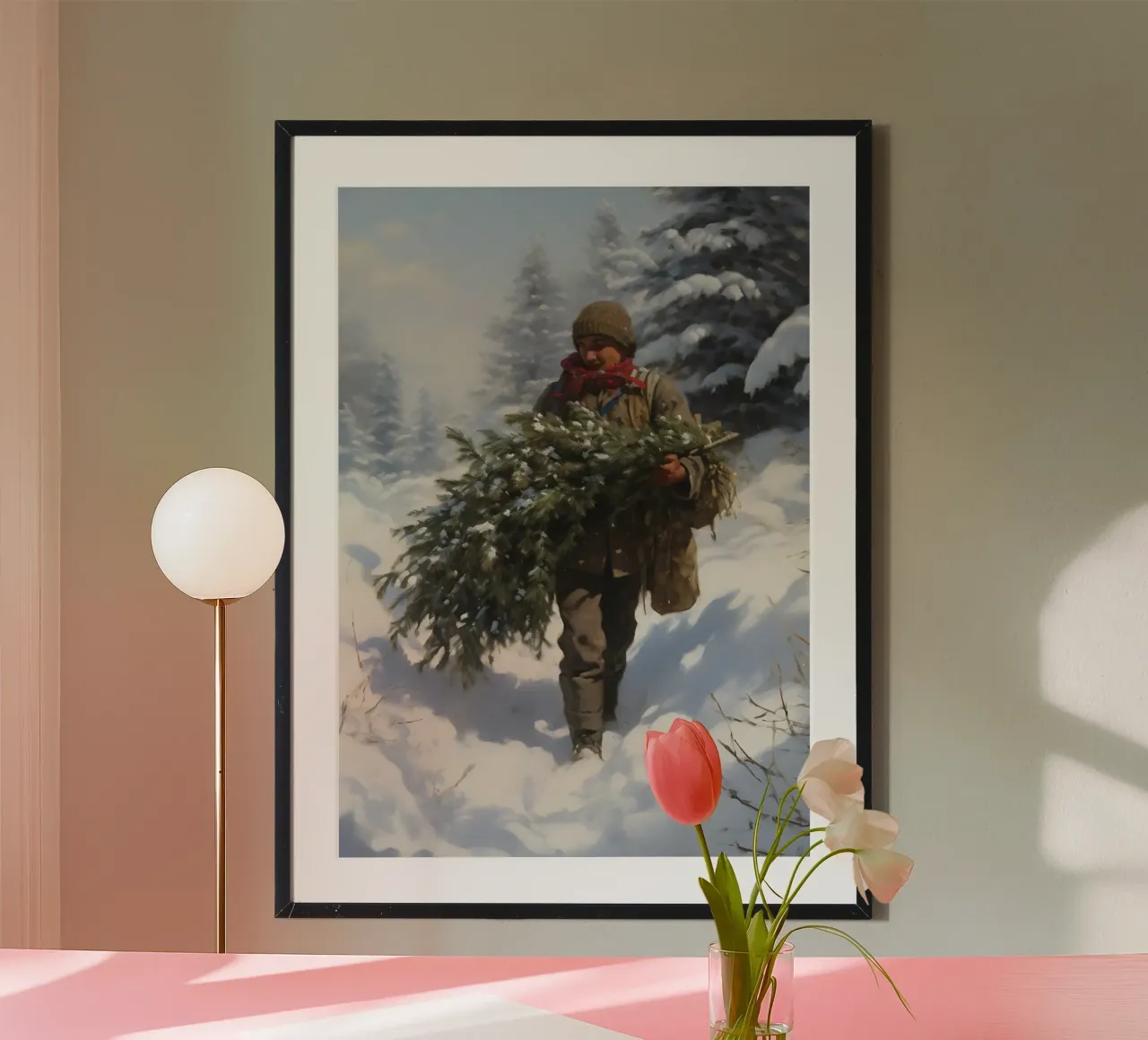 Raccolta di sempreverdi invernali - Foresta innevata Arte per bambini poster da ClubArt