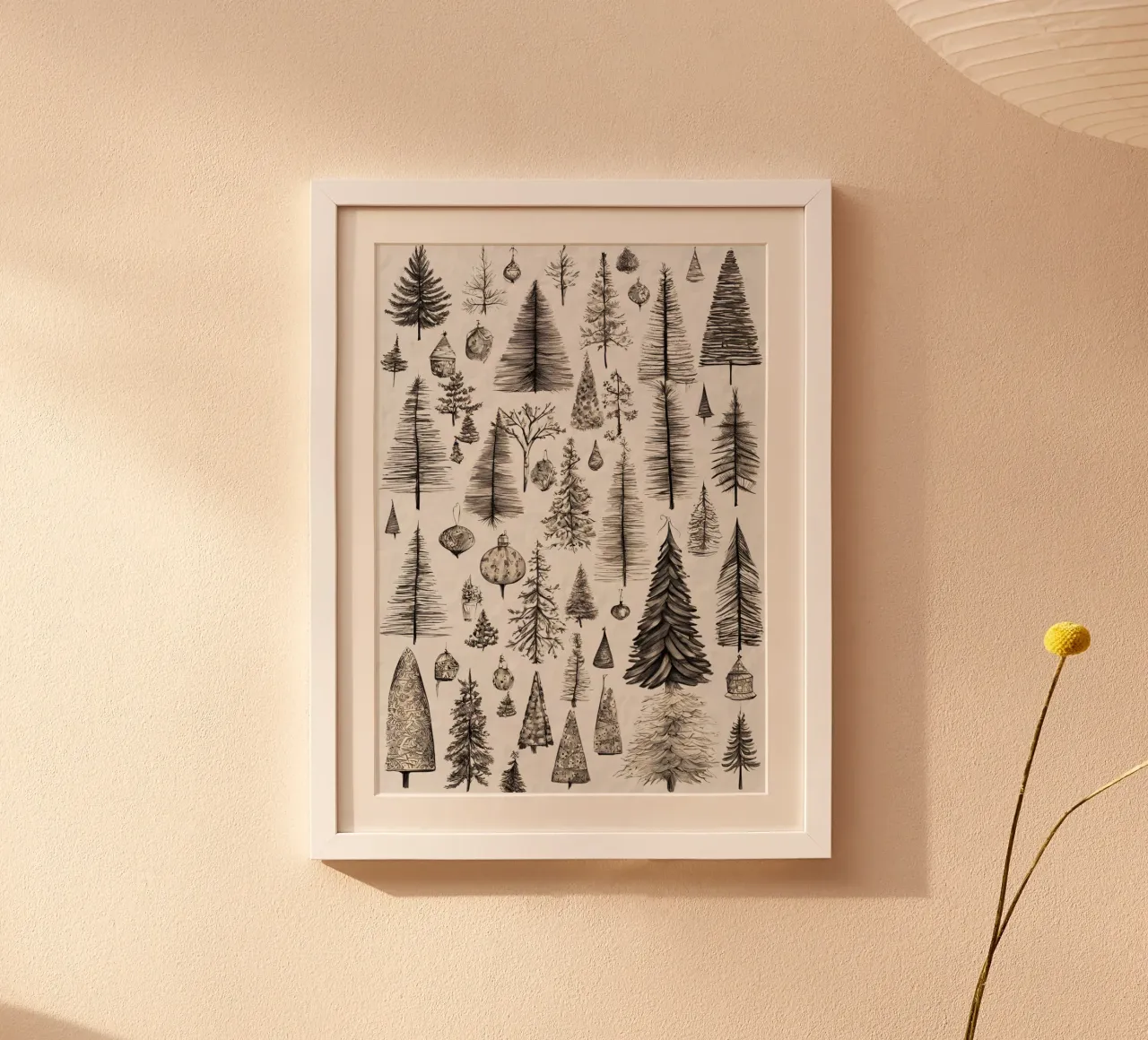 Árboles de Navidad caprichosos - Decoración navideña dibujada a mano poster de ClubArt