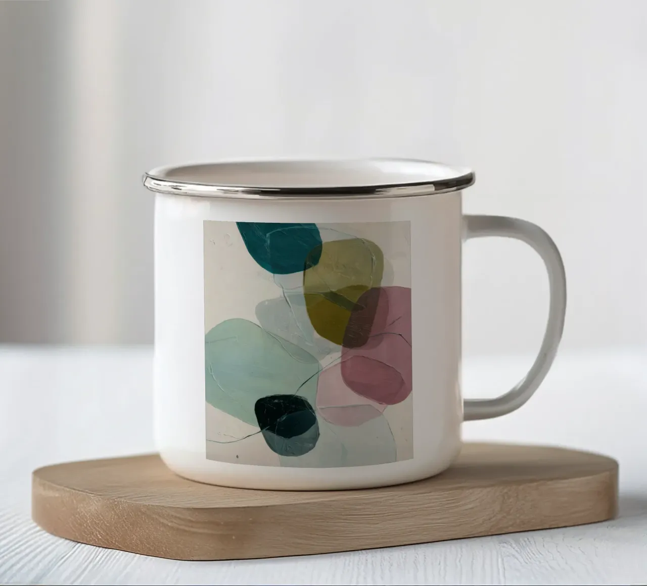 Moderne abstracte kleurrijke organische vormen print emaille mok van Artbyvo