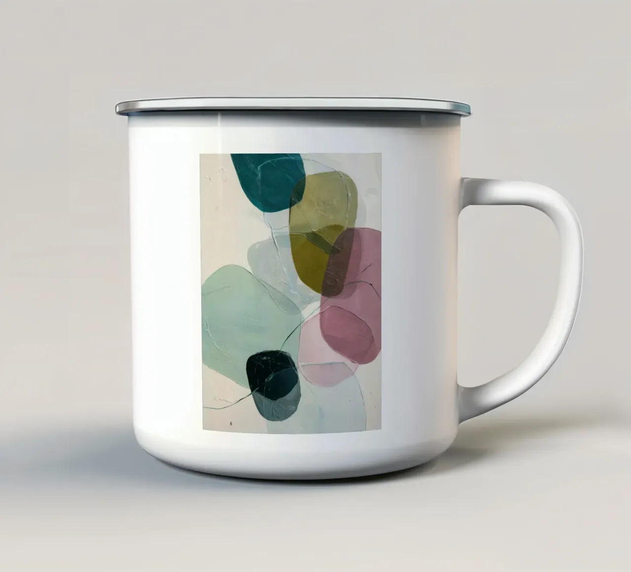 Moderne abstracte kleurrijke organische vormen print emaille mok van Artbyvo