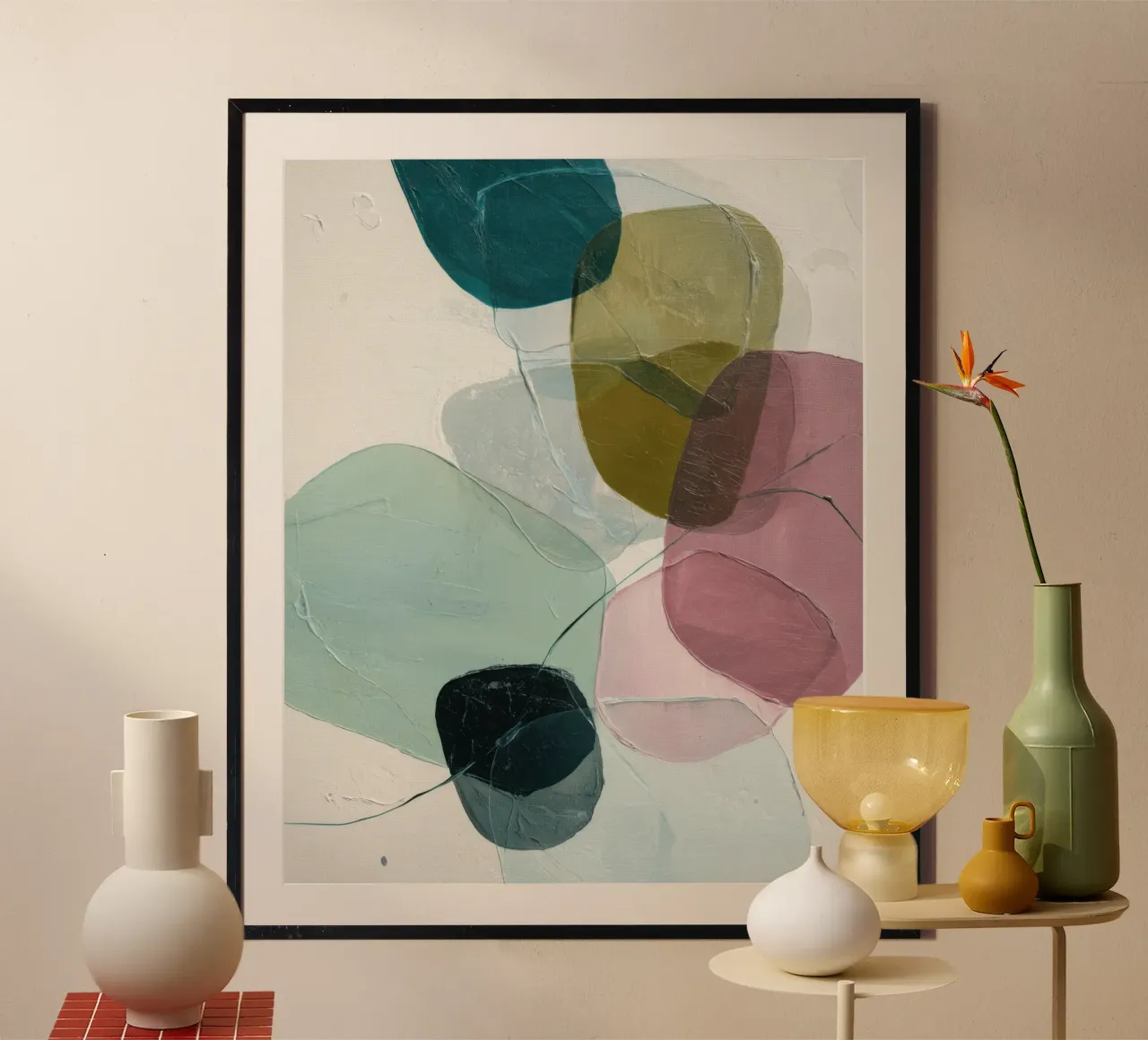 Modern abstract colorful organic shapes print hahnemühle by Artbyvo
