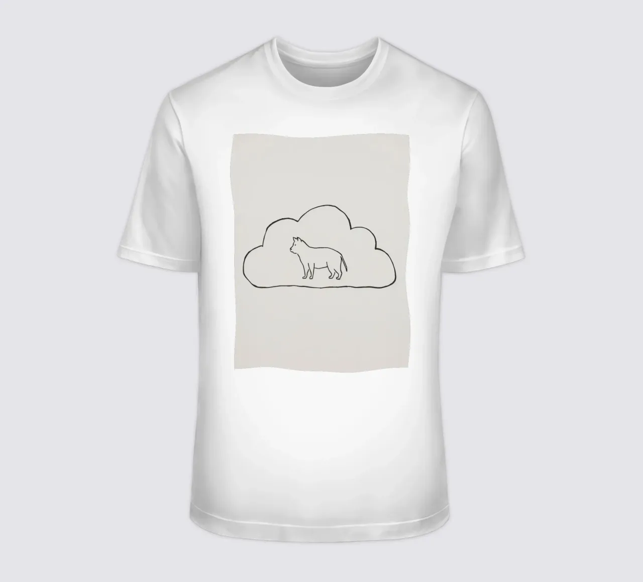 Silhouet van kat in een eenvoudige wolkenlijn t-shirt van DesignDoodle