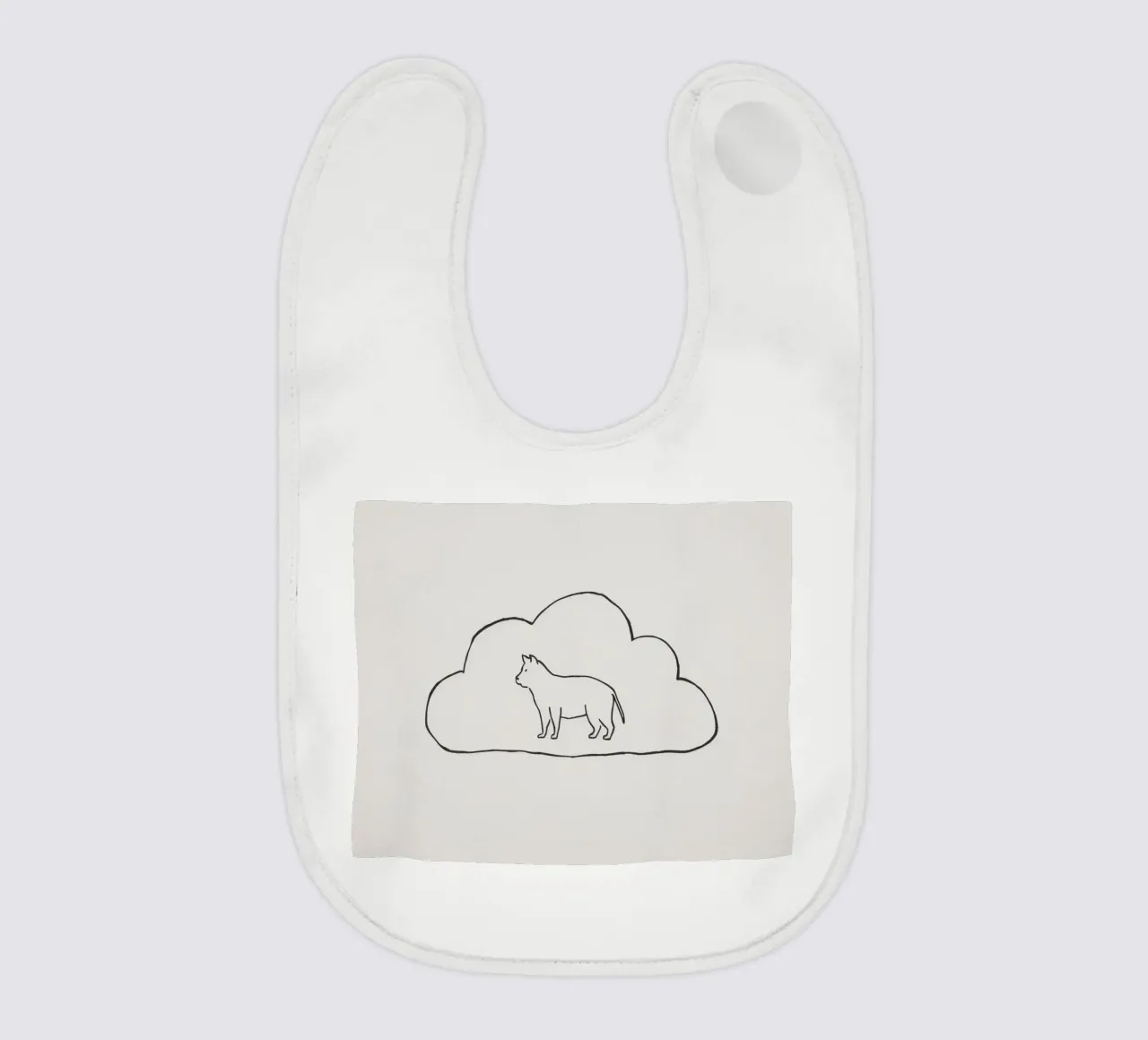 Sagoma di gatto in piedi all'interno di un semplice profilo di nuvola bavaglino da DesignDoodle