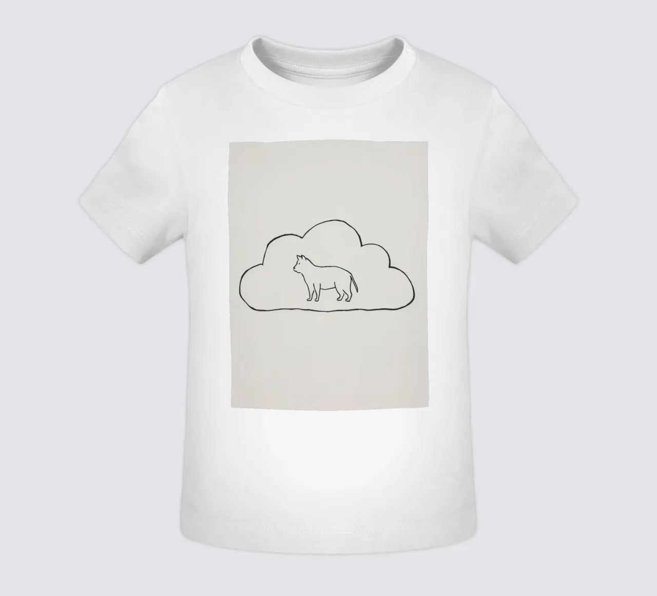 Sagoma di gatto in piedi all'interno di un semplice profilo di nuvola maglietta neonato da DesignDoodle