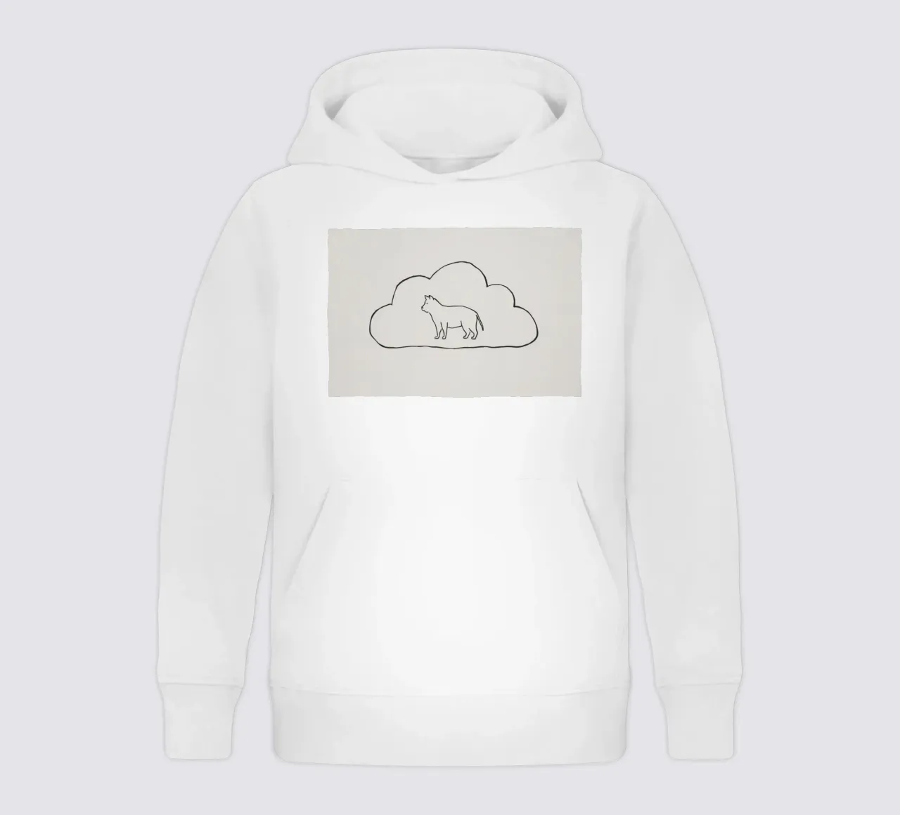 Sagoma di gatto in piedi all'interno di un semplice profilo di nuvola felpa bambino con cappuccio da DesignDoodle