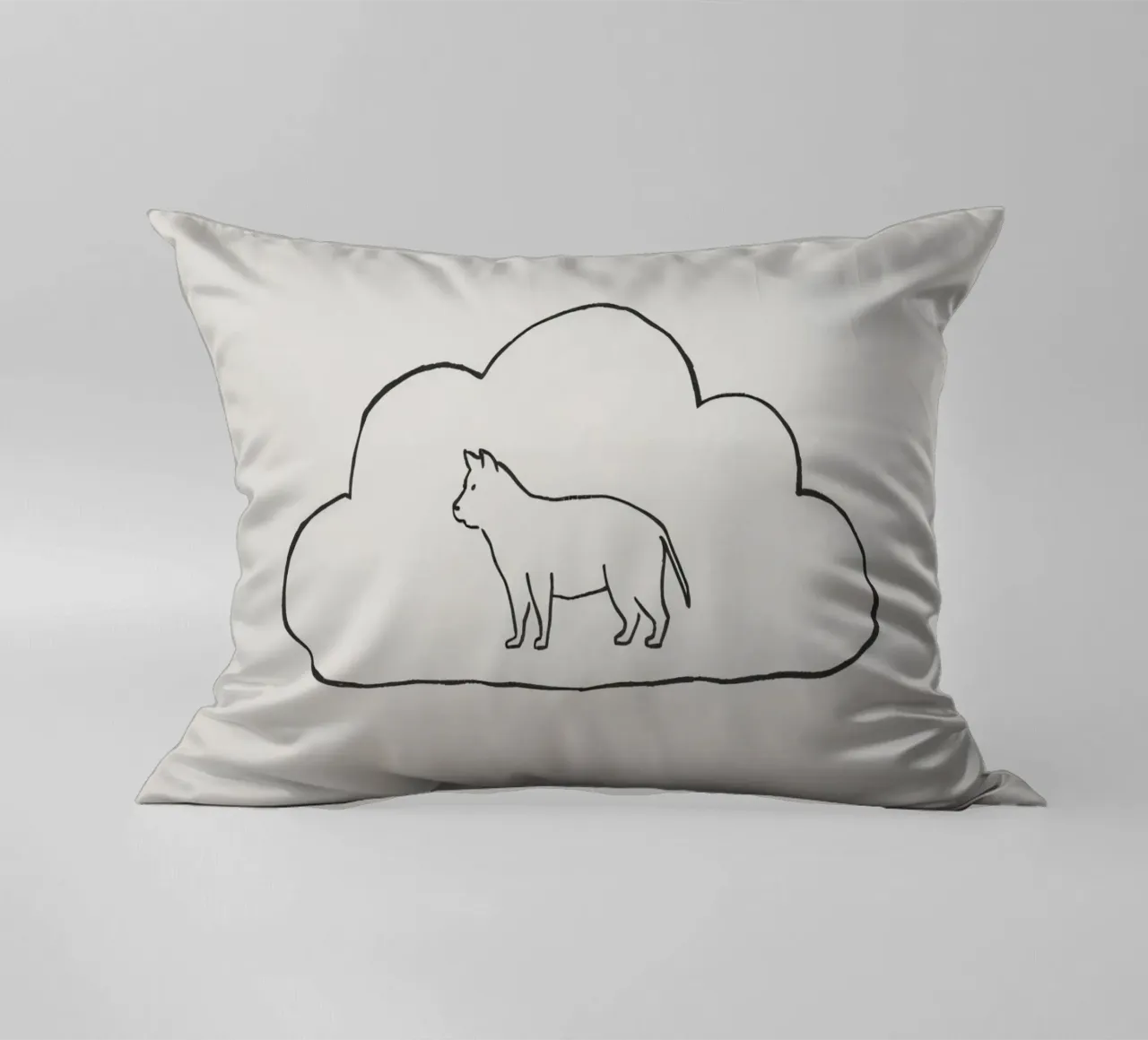 Katzensilhouette innerhalb eines einfachen Wolkenumrisses stehend Kissen von DesignDoodle