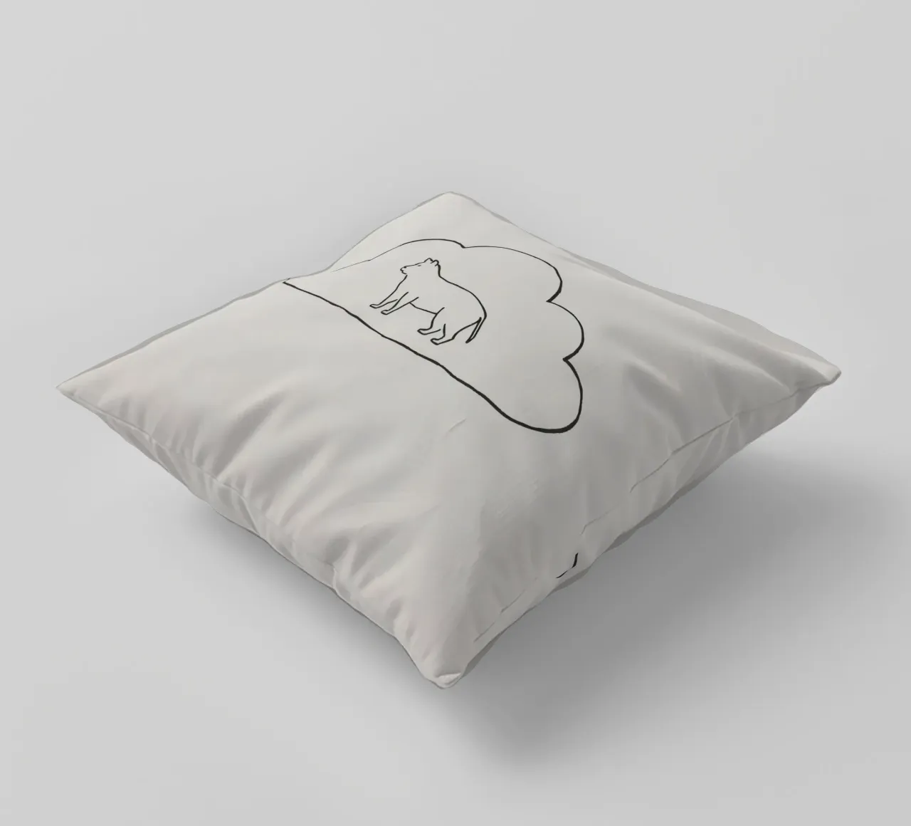 Katzensilhouette innerhalb eines einfachen Wolkenumrisses stehend Kissen von DesignDoodle