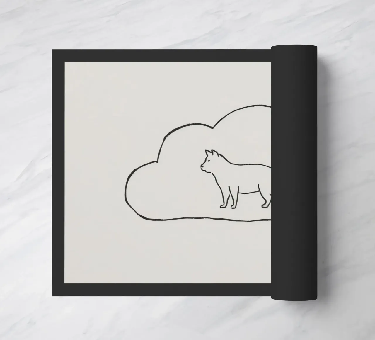 Sagoma di gatto in piedi all'interno di un semplice profilo di nuvola zerbino da DesignDoodle