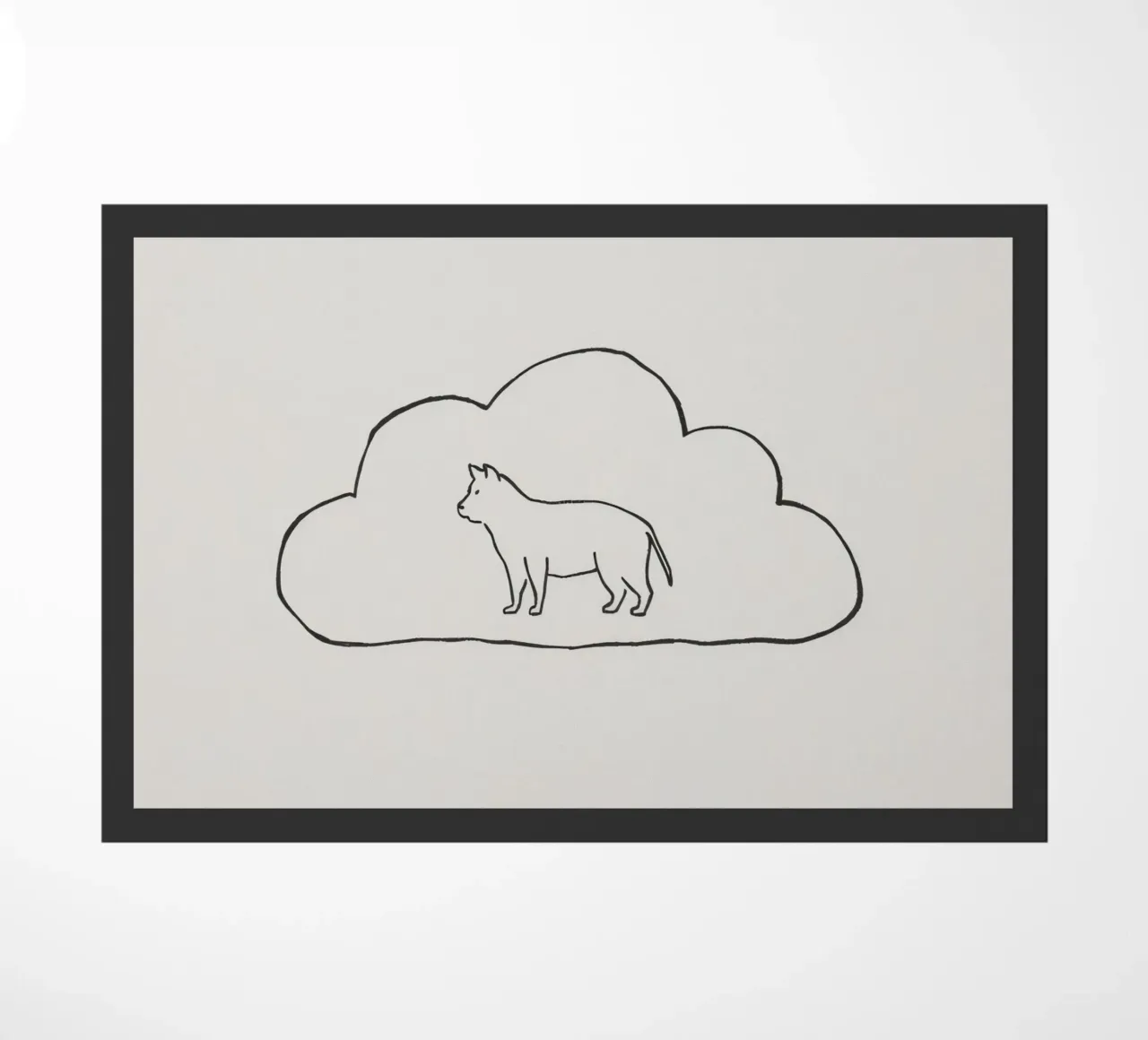 Sagoma di gatto in piedi all'interno di un semplice profilo di nuvola zerbino da DesignDoodle