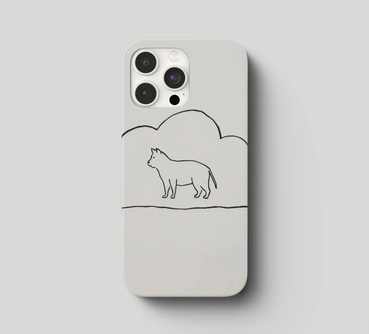 Sagoma di gatto in piedi all'interno di un semplice profilo di nuvola cover iphone da DesignDoodle