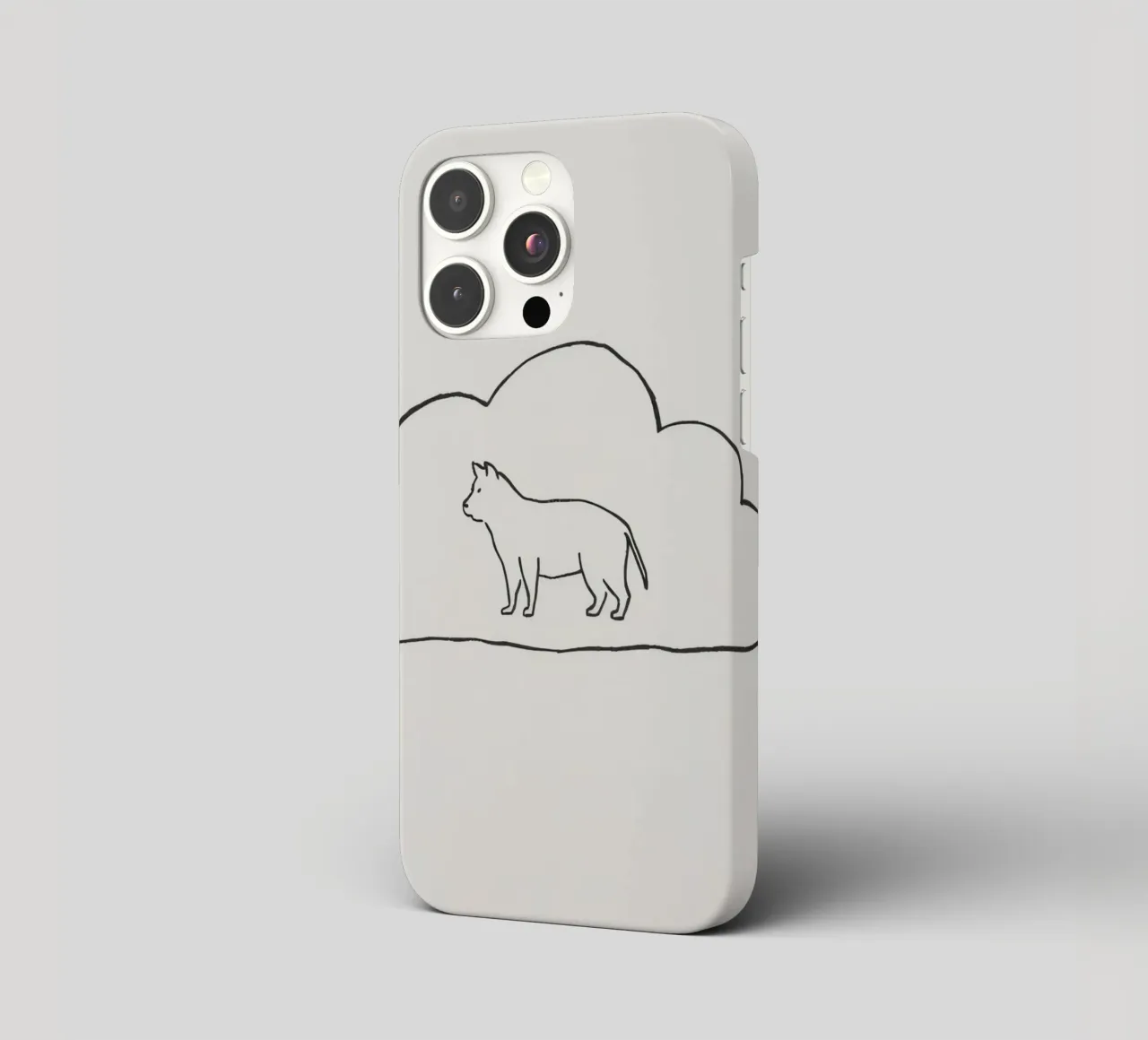 Sagoma di gatto in piedi all'interno di un semplice profilo di nuvola cover iphone da DesignDoodle