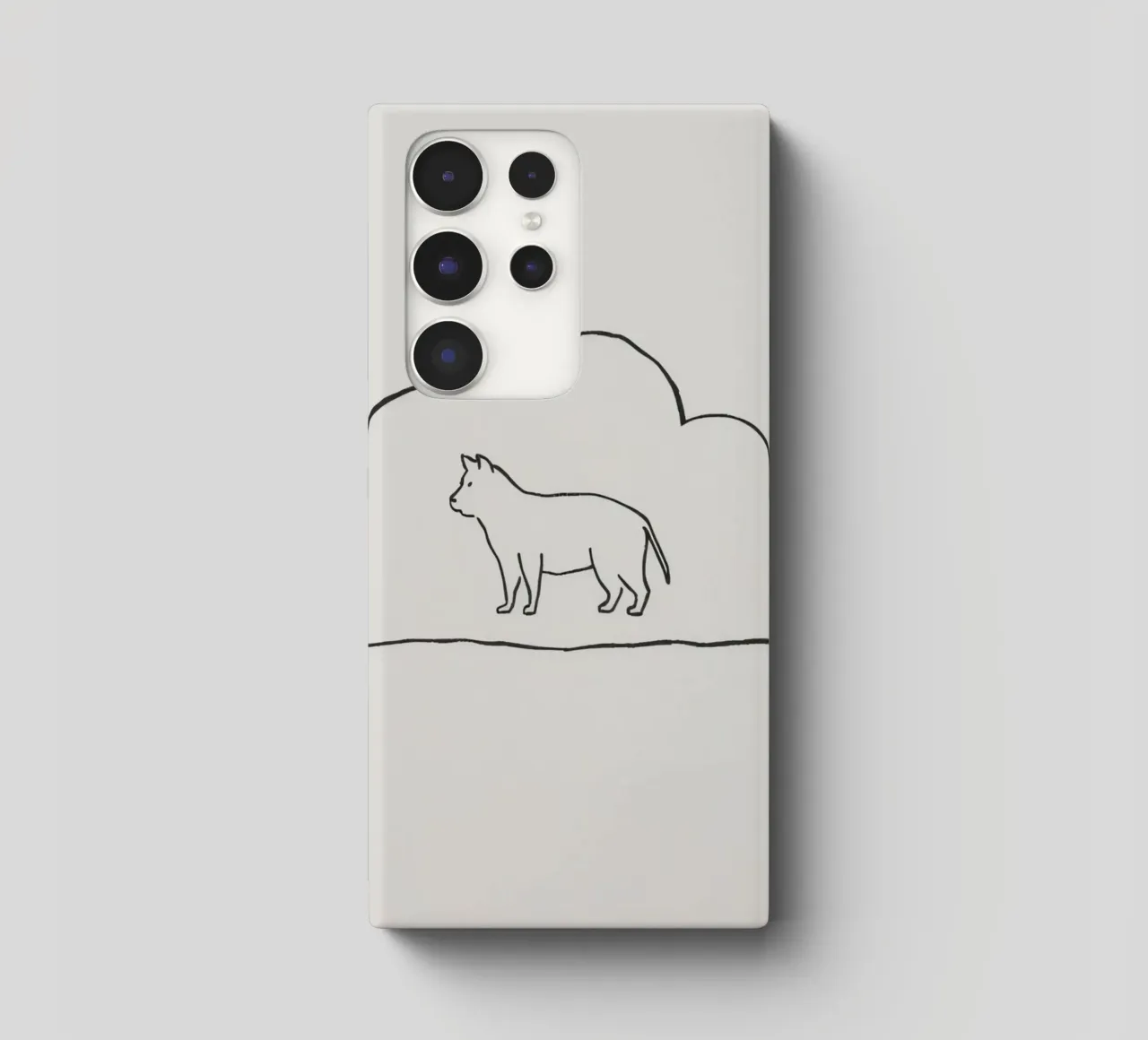 Sagoma di gatto in piedi all'interno di un semplice profilo di nuvola cover samsung da DesignDoodle