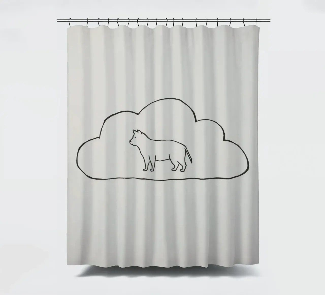Sagoma di gatto in piedi all'interno di un semplice profilo di nuvola tenda da doccia da DesignDoodle