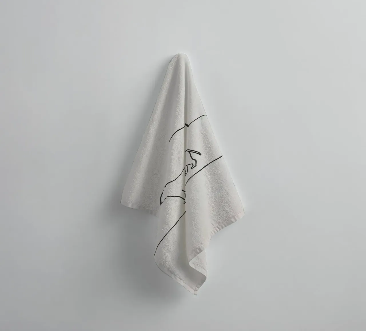 Cat silhouette standing inside a simple cloud outline towel by DesignDoodle